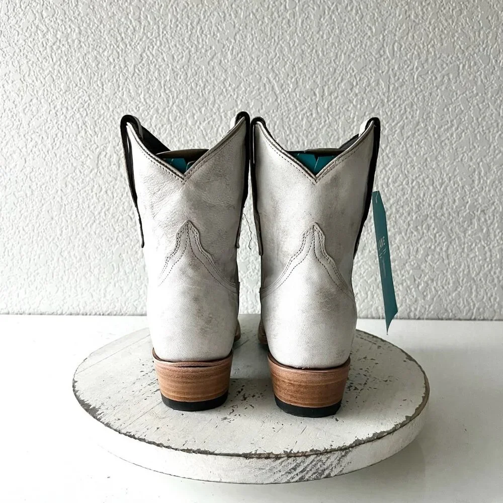 Lane EMMA JANE Womens Cowboy Booties White Western Short Ankle Boots Size 7.5 - Picture 3 of 12